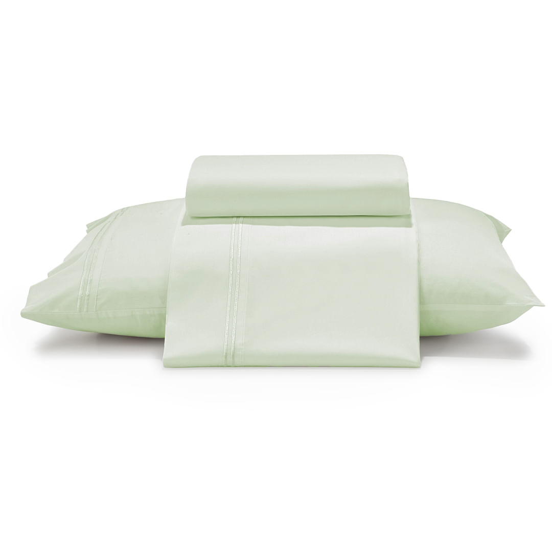 Jogo de Cama Solteiro Döhler Atlantis 180 Fios 3 Peças Verde Claro